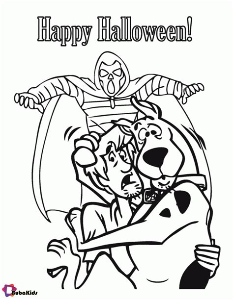 Happy Halloween Scooby Doo and Shaggy printable coloring page