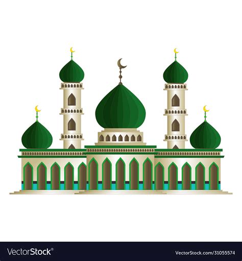 Islamic Mosque Cartoon Isolated Royalty Free Vector Image