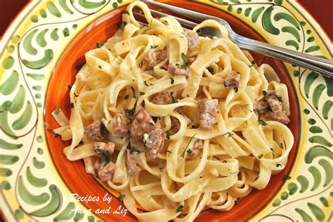 In a saucepan or skillet over low heat, warm the butter and cream. Classic Fettuccine Alfredo with Sausage - 2 Sisters ...
