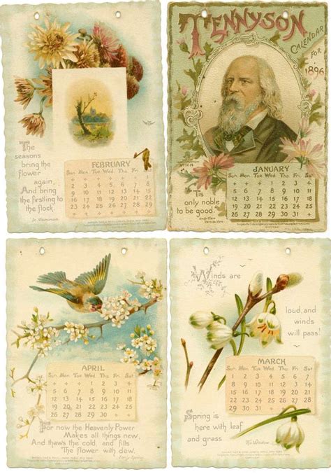 Vintage Kalender Vintage Calendar Calendar Craft Scrapbook Printables