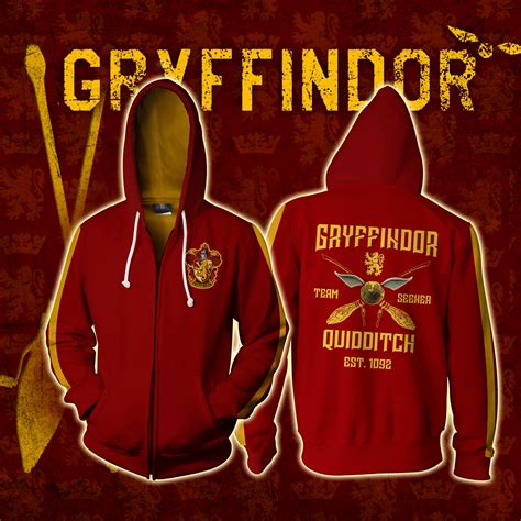 Gryffindor Quidditch Team Harry Potter Zip Up Hoodie Tmerch Store