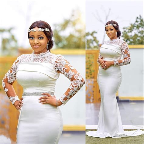 2022 Simple Plus Size Arabic Aso Ebi Mermaid Wedding Dresses Long Sleeves Lace Appliques Belt