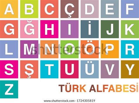 Turkish Alphabet Colorful Squares Stok Vektör Telifsiz 1724305819