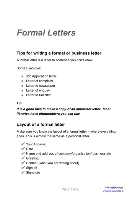 Formal Letter Writing 6 Examples Format Sample Examples