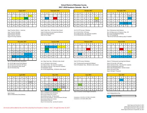 Revised manatee county school calendar