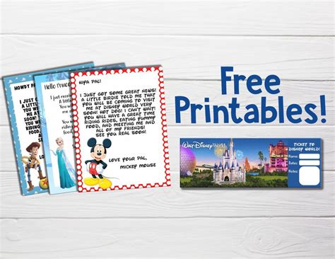 Free "you're going to disney world!" printable character letters and tickets