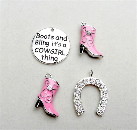 Cowgirl Thing Zinc Alloy 4 Charms Message Boots And Bling Its A