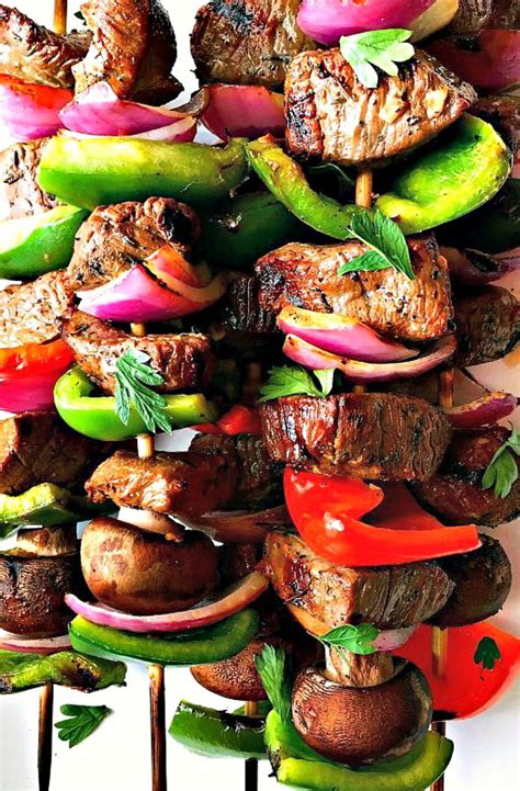 Grilled Steak Kabobs Marinated With Vegetables A Gouda Life