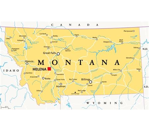 Montana Mt Political Map Us State Big Sky Country Lizenzfreies Foto