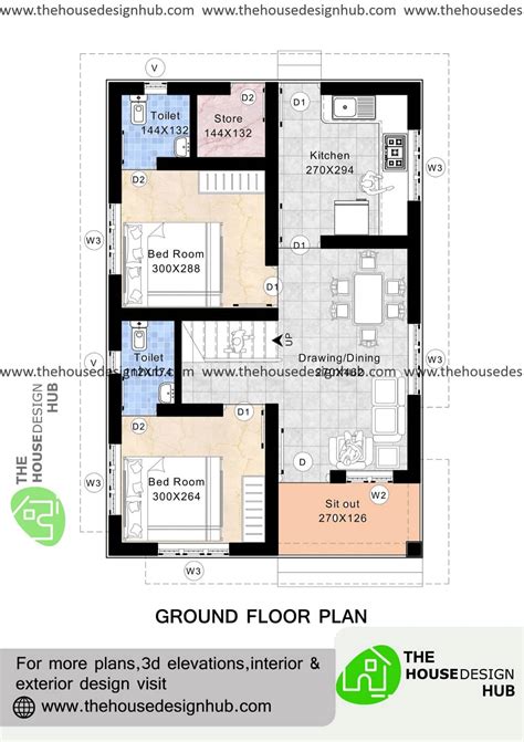 21 X 32 Ft 2 Bhk Drawing Plan In 675 Sq Ft The House Design Hub