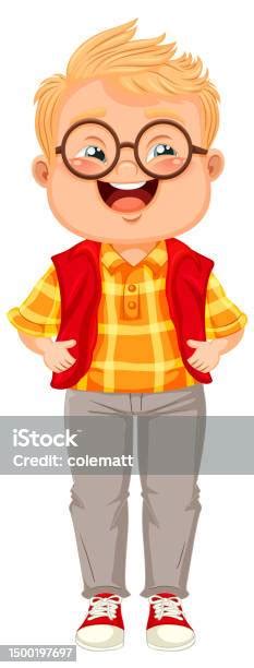 Cute Nerdy Boy Cartoon Character Stock Illustration Download Image