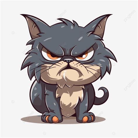 Angry Cat Vector Sticker Clipart Angry Cat Angry Cartoon White