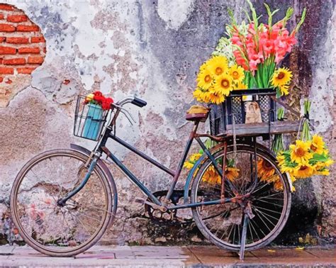 Quality paint by number kits packaged and shipped right from our home in british columbia, canada! Bicycle With Flowers - Paint By Numbers - NumPaint - Paint ...