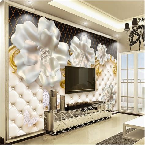 Beibehang Large Custom Wallpapers 3d Stereo Jewelry Flowers High