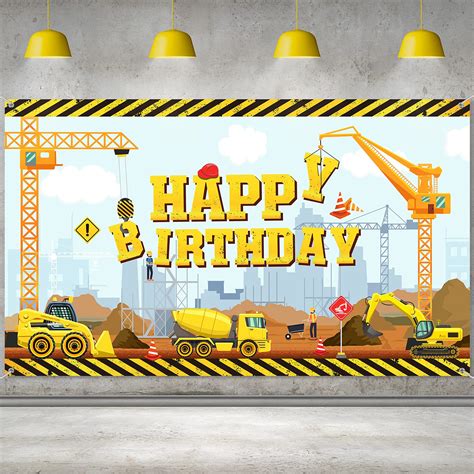 Buy Construction Happy Birthday Backdrop Dump Truck Background