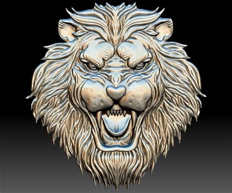 Lion Head Stl File 3d Model Bas Relief For Cnc Router Or 3d Etsy