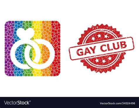 Scratched Gay Club Stamp And Bright Colored Vector Image