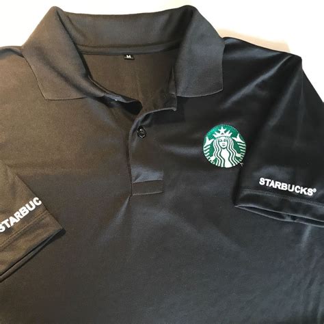 Starbucks Uniform Polo Shirt Mermaid Logo Patch Black Size M Ebay
