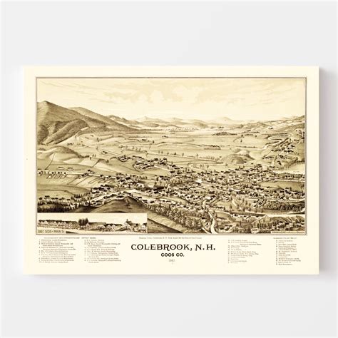 Vintage Map Of Colebrook New Hampshire 1887 By Teds Vintage Art