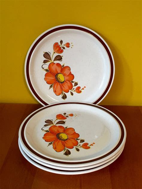 Reserved 4 Nemo Vintage Floral Stoneware Dinner Plates Etsy