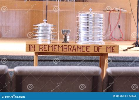 Church Communion Prepared Table Up Front Stock Photo Image Of Cups