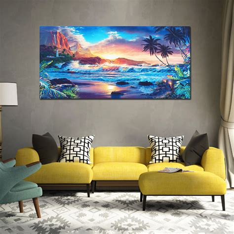 UnFramed Canvas Wall Art Sunset Sea Beach Modern Seascape Scenery ...