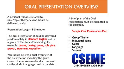 Csec English A And B Oral Presentation Overview