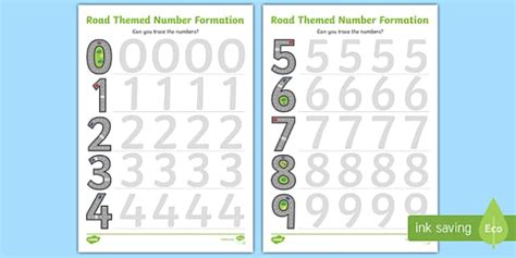 Road Themed Number Formation Worksheet Worksheets Twinkl