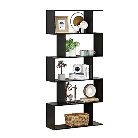 Buy Function Home 5 Tier Geometric Bookcase Wood S Shaped Bookshelf