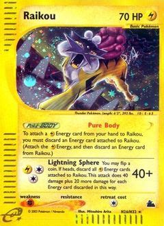 Discard this card if another stadium card comes into play. Raikou H26 - Skyridge - e-Card - Pokemon Trading Card Game - PokeMasters