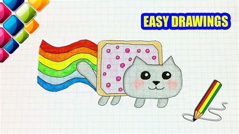 Easy Drawings 277 How To Draw A Nyan Cat Drawing For Kids Youtube