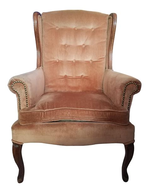 Built in a traditional wing back style the silver crushed velvet fabric is extremely luxurious and is soft to touch. French Coral Velvet Wingback Chair | Chairish