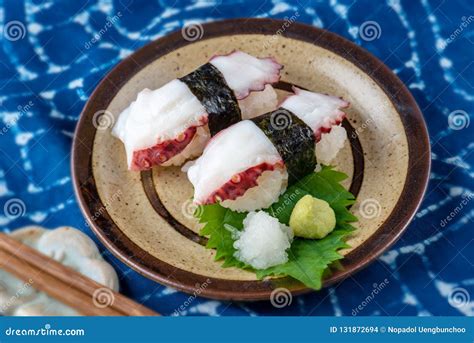 Sushi Tako Japanese Octopus Stock Photo Image Of Japan Leaf 131872694