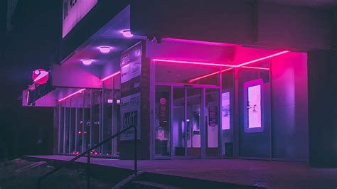 Graphy Of Store Facades During Nighttime Vaporwave Hd Wallpaper Peakpx