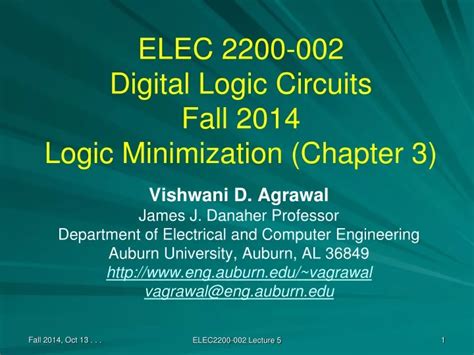Ppt Elec 2200 002 Digital Logic Circuits Fall 2014 Logic Minimization