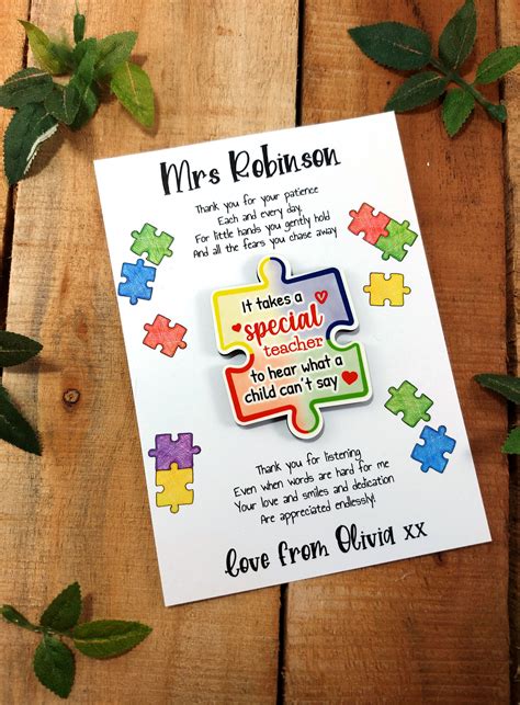 Autism Awareness Special Needs Teacher Personalised Thank You Etsy