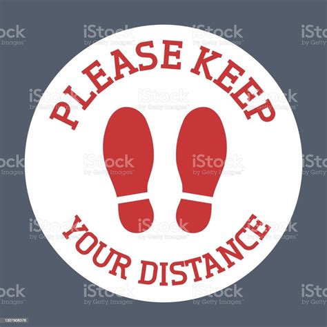 Please Keep Your Distance Floor Sticker Stock Illustration Download