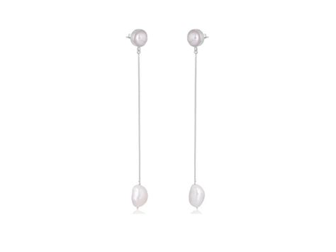 Lola Knight Maya Pearl Dangle Earrings Silver The White Collection