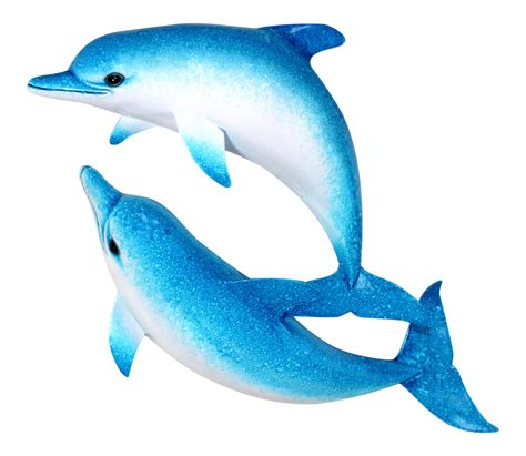 Swimming Blue Double Dolphins Wall Decor 18 Inch Resin