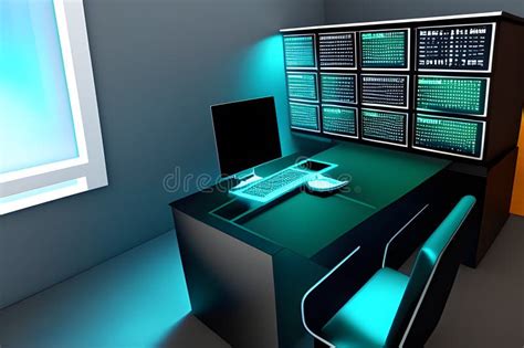 Futuristic Office Concept For A Manager Dealing With Stocks On The