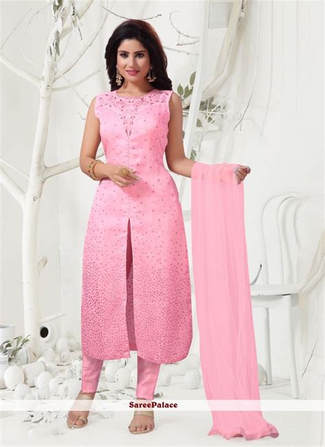 Buy Organza Embroidered Pink Designer Salwar Suit Online Fashion Pants Designer Salwar Suits
