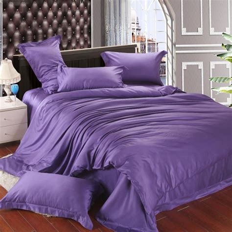 Luxury Violet Duvet Cover Bedding Sets Purple Silk Queen King Size