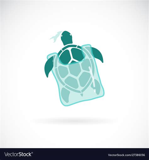 Turtle Trapped In A Plastic Bag On White Vector Image