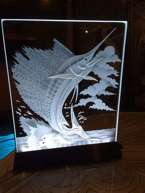 Illuminated Glass Art With Superior Etched And Carved Glass Glass