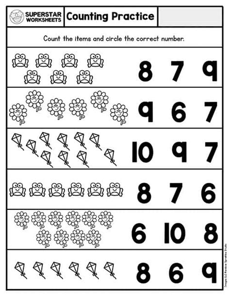 Counting Worksheets For Kindergarten 1 20