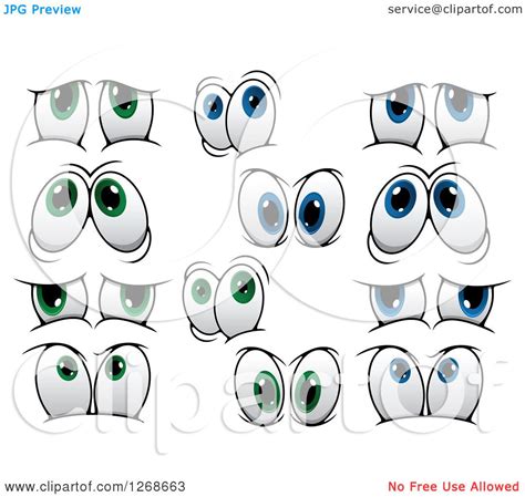 Clipart Of Pairs Of Expressional Green And Blue Eyes 2 Royalty Free