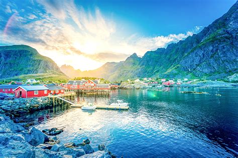 Fondos De Pantalla Noruega Montañas Casa Amaneceres Y Atardeceres Lago