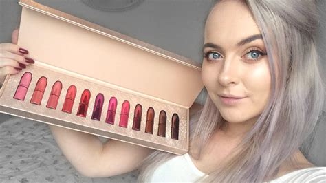 Mac Snow Ball Mini Lipstick Kit Lip Swatches Jasmine Mcrae Youtube