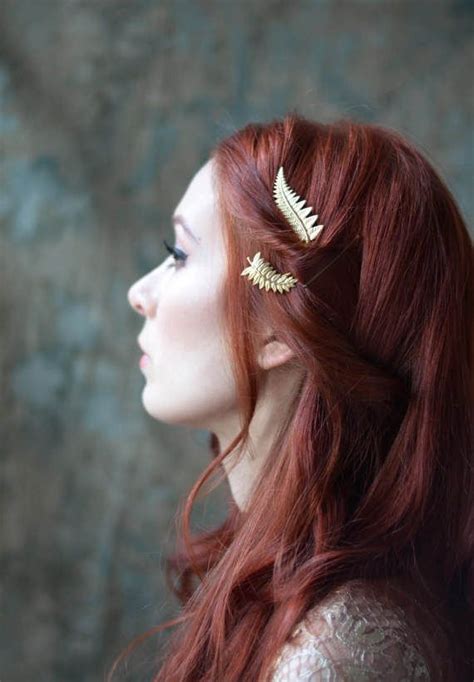 Gold Bridal Hair Pins Grecian Leaf Pins Fern Bobby Pins Etsy Gold