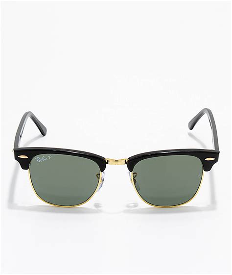Ray Ban Clubmaster Black And Gold Polarized Sunglasses Zumiez